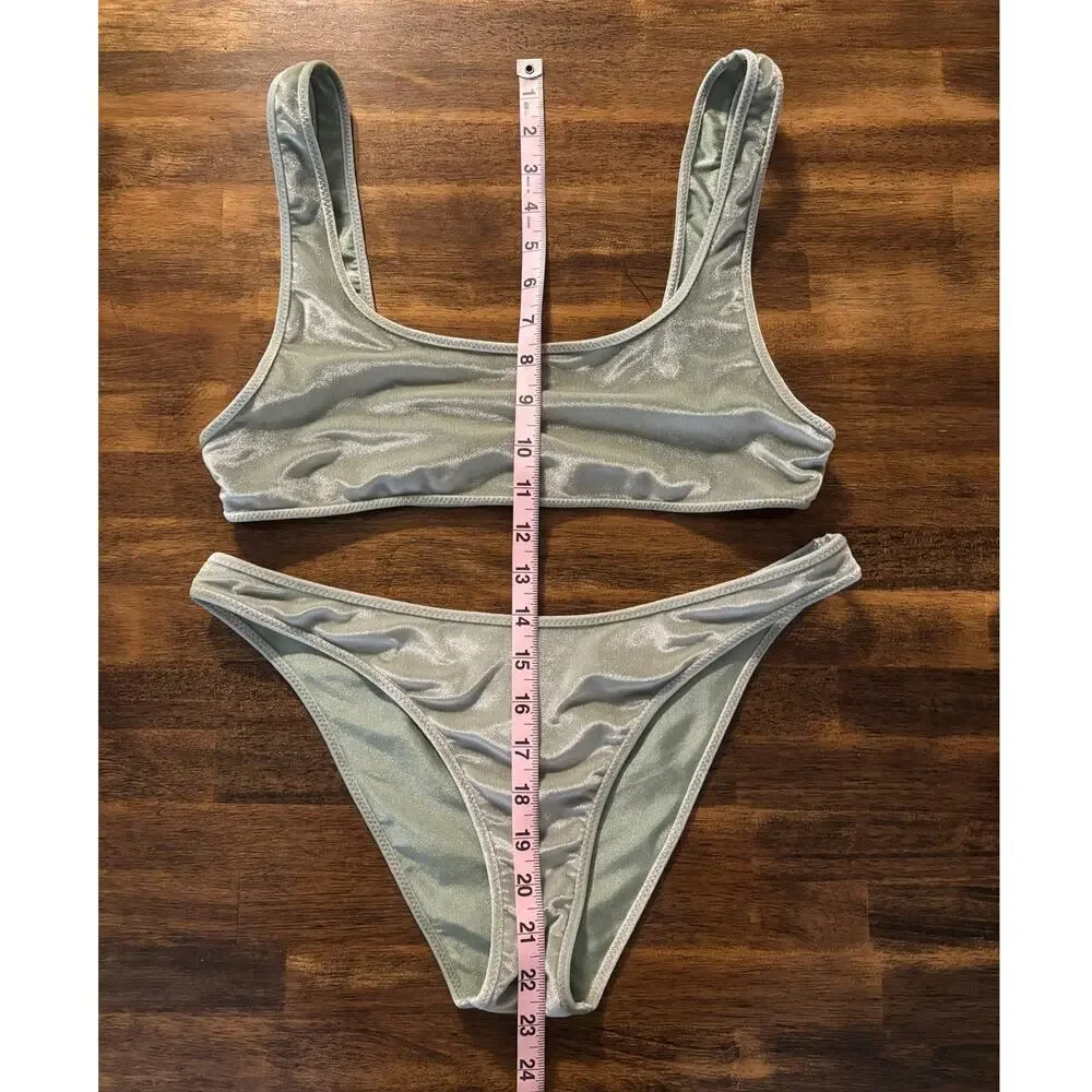 Triangl Women’s XL Bikini Set Velour Velvet Low Rise Bottoms Cheeky Pullover Top